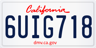 CA license plate 6UIG718