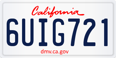 CA license plate 6UIG721