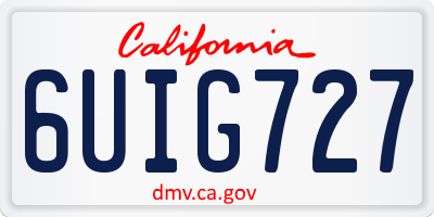 CA license plate 6UIG727