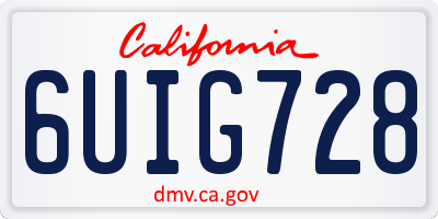 CA license plate 6UIG728
