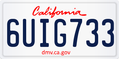 CA license plate 6UIG733