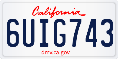 CA license plate 6UIG743