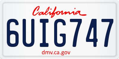 CA license plate 6UIG747
