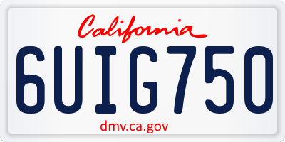 CA license plate 6UIG750