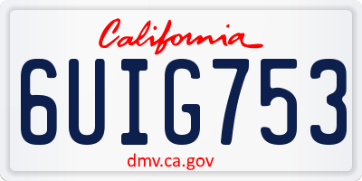 CA license plate 6UIG753