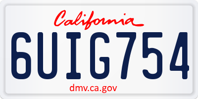CA license plate 6UIG754