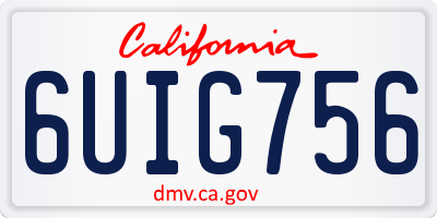 CA license plate 6UIG756