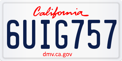 CA license plate 6UIG757