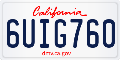 CA license plate 6UIG760