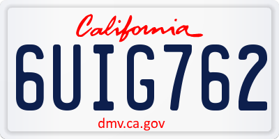 CA license plate 6UIG762