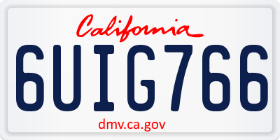 CA license plate 6UIG766
