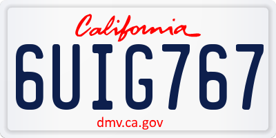 CA license plate 6UIG767