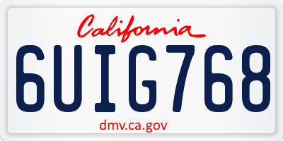 CA license plate 6UIG768