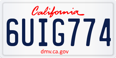 CA license plate 6UIG774