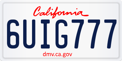 CA license plate 6UIG777