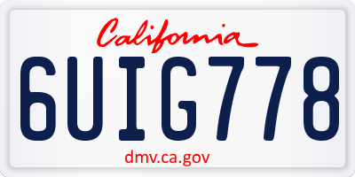CA license plate 6UIG778