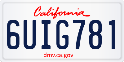 CA license plate 6UIG781