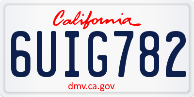 CA license plate 6UIG782