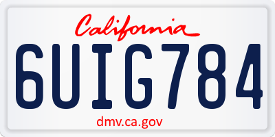 CA license plate 6UIG784
