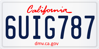 CA license plate 6UIG787