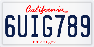 CA license plate 6UIG789