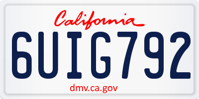CA license plate 6UIG792