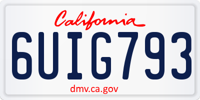 CA license plate 6UIG793