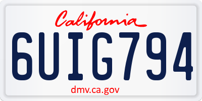 CA license plate 6UIG794