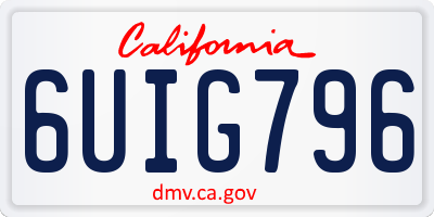 CA license plate 6UIG796