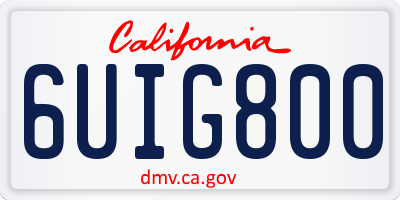 CA license plate 6UIG800