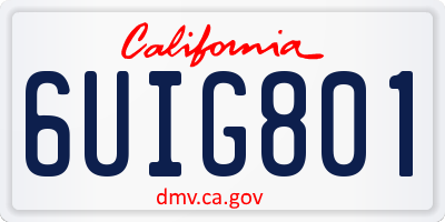 CA license plate 6UIG801
