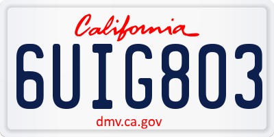 CA license plate 6UIG803