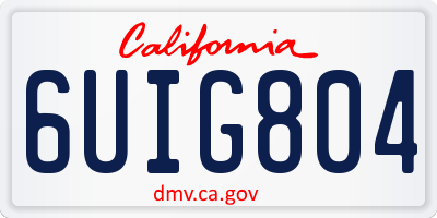 CA license plate 6UIG804