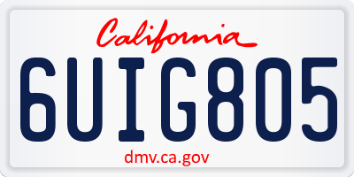 CA license plate 6UIG805