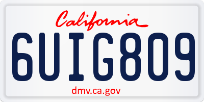 CA license plate 6UIG809