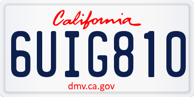 CA license plate 6UIG810
