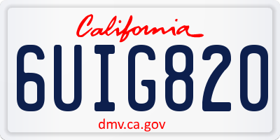 CA license plate 6UIG820