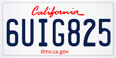 CA license plate 6UIG825