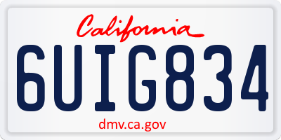 CA license plate 6UIG834