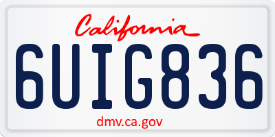CA license plate 6UIG836