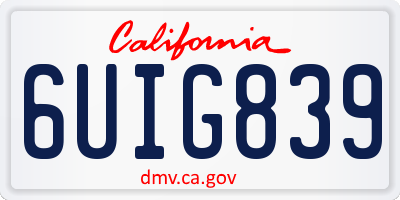 CA license plate 6UIG839