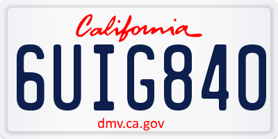 CA license plate 6UIG840