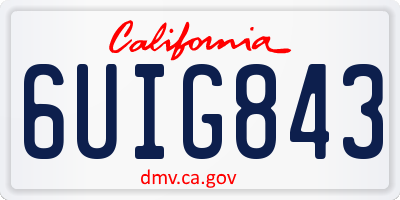 CA license plate 6UIG843