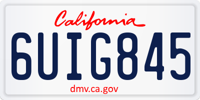 CA license plate 6UIG845