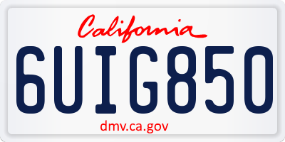 CA license plate 6UIG850
