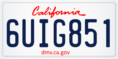 CA license plate 6UIG851