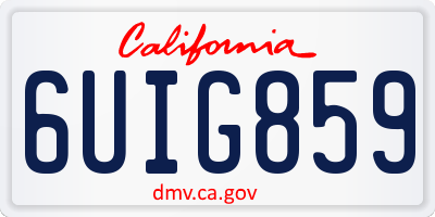 CA license plate 6UIG859