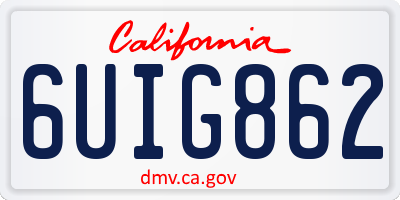 CA license plate 6UIG862