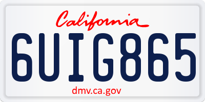 CA license plate 6UIG865