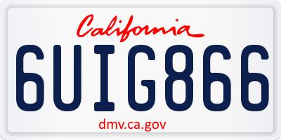 CA license plate 6UIG866